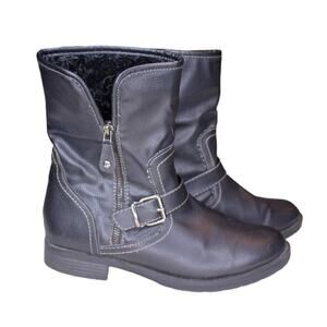 Sporto Corbit Black Moto Boots Vegan Faux Leather Grunge Goth Witchy Punk 10M